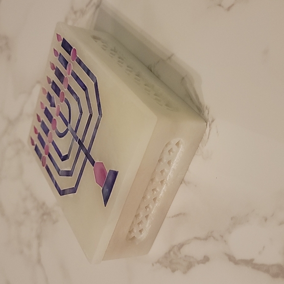 Vintage Soapstone Menorah mother of pearl inlay box - Picture 4 of 4